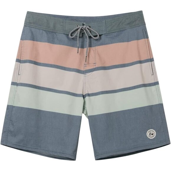 💫 Men Grey Stretch Boardshort Vintage Cruzer 2 Side Slit Pockets Chino Shorts